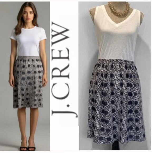 J Crew Blue Polka Dot Flowy Skirt 6 - Picture 1 of 12